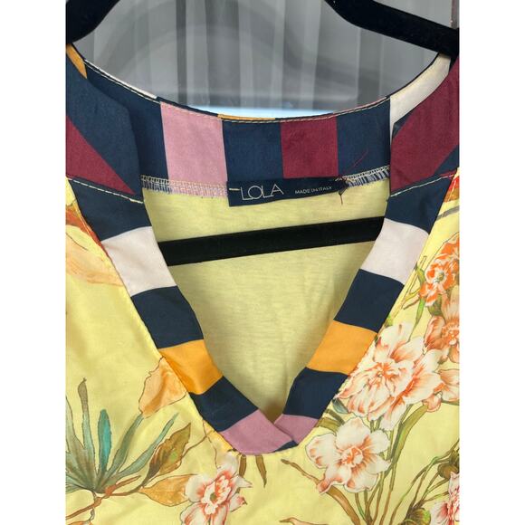 Yellow Floral Silk Top from Lola Italy, Size L - Picture 3 of 6